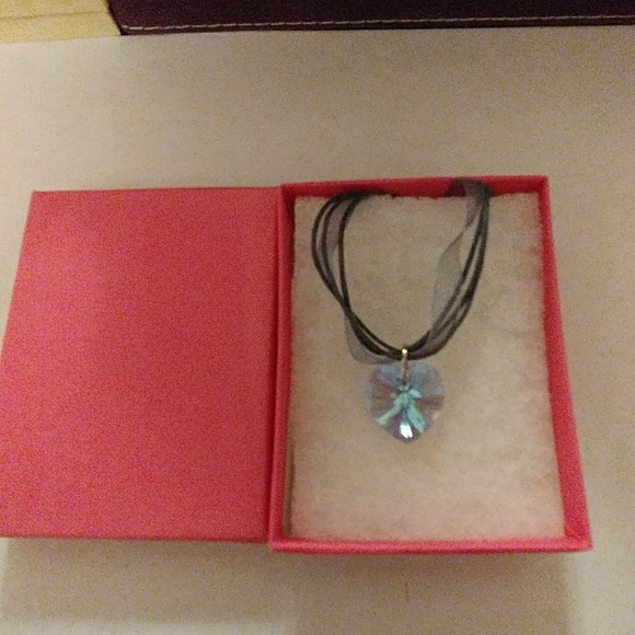 Aruba Blue Crystal Heart Necklace - Picture 7 of 8
